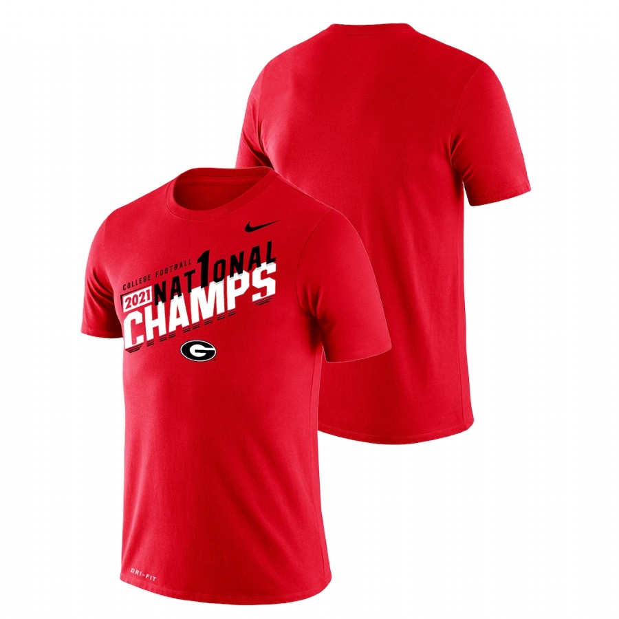 Georgia Bulldogs Men's NCAA Red Champions 2021 CFP National Sla College Football T-Shirt JEY7849QA